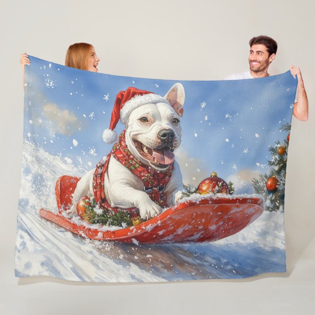 Manta Polar Perro asqueroso con nieve, Navidades que nieva (In situ)