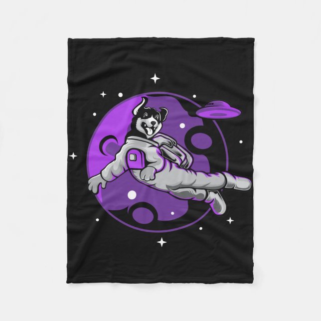 Manta Polar Perro Astronauta Vuela En El Espacio (Anverso)