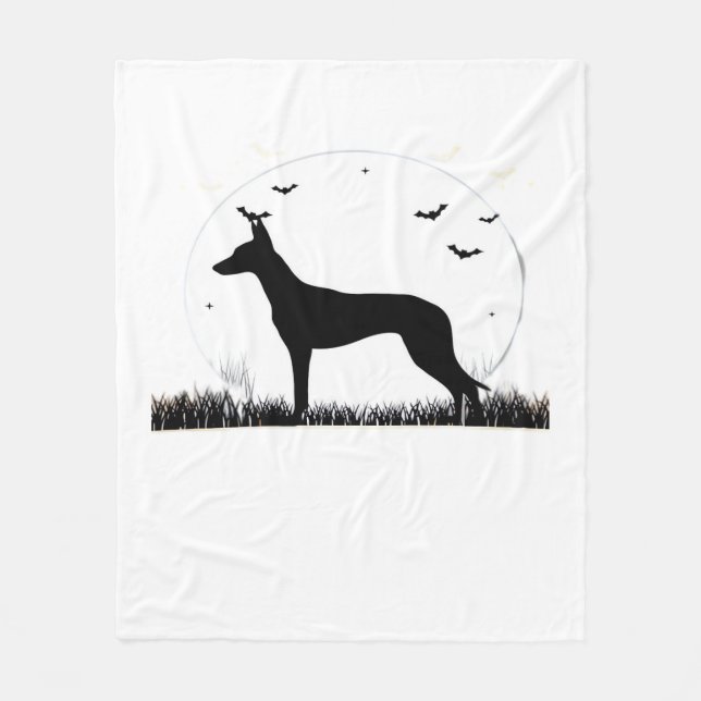 Manta Polar Perro Azawakh - Halloween Moon Silhouette Classic  (Anverso)