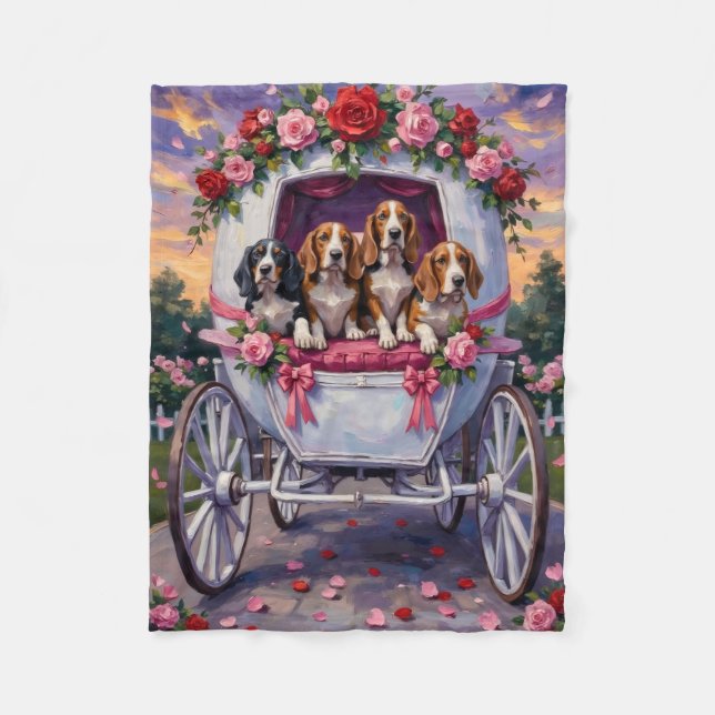 Manta Polar Perro Basset Hound Día de San Valentín  (Anverso)