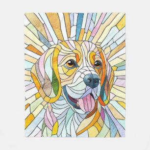 Manta Polar Perro Beagle - Arte Mosaico colorido