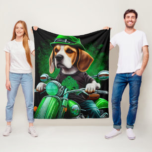 Manta Polar Perro Beagle conduciendo bicicleta Día de San Patr