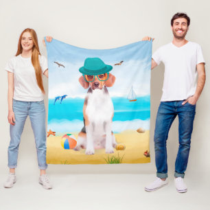 Manta Polar Perro Beagle En La Playa