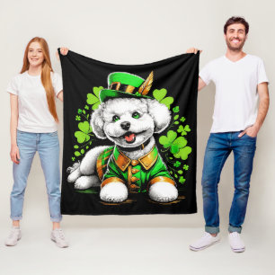 Manta Polar Perro Bichon Frise Día de San Patricio