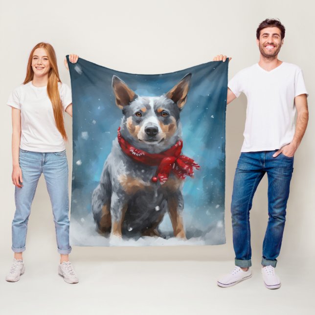 Manta Polar Perro Blue Heeler en Navidad de Nieve  (In situ)