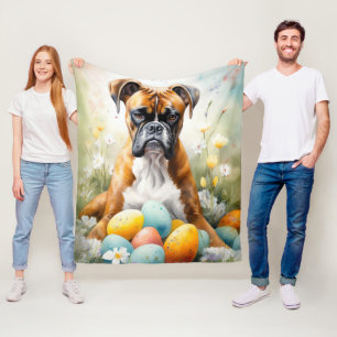 Manta Polar Perro Boxer con Huevos de Pascua Fiesta