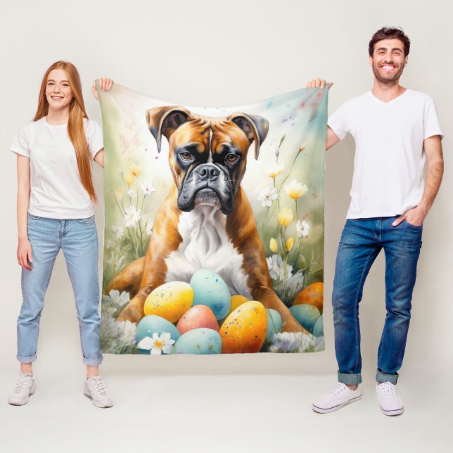 Manta Polar Perro Boxer con Huevos de Pascua Fiesta (In situ)