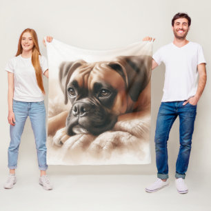 Manta Polar Perro Boxer en una rosa serena