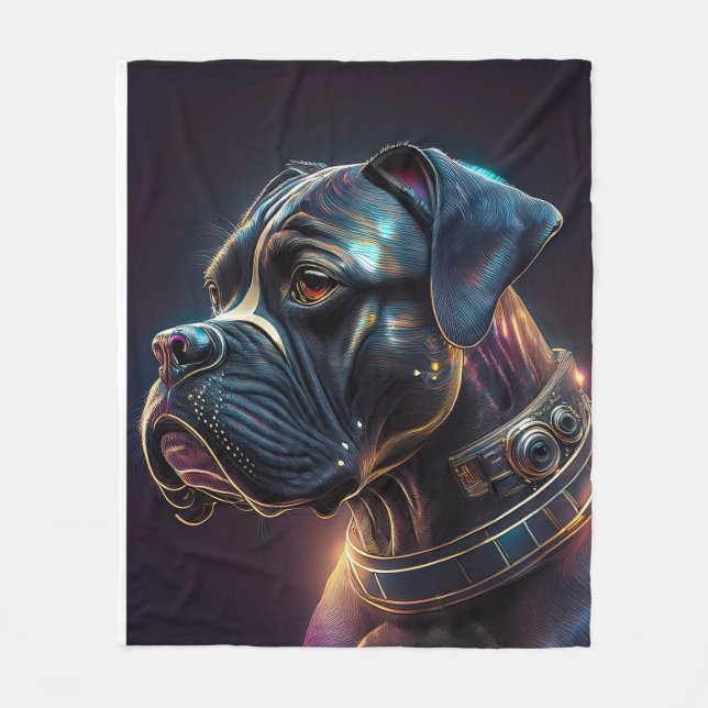 Manta Polar Perro Boxer Steampunk (Anverso)