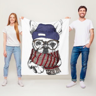 Manta Polar Perro Bull francés Hipster