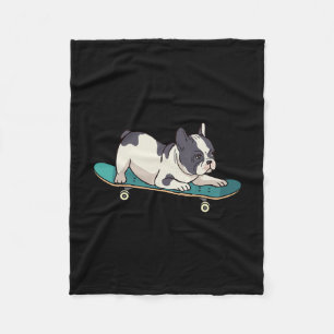 Manta Polar Perro Bulldog Francés en monopatín