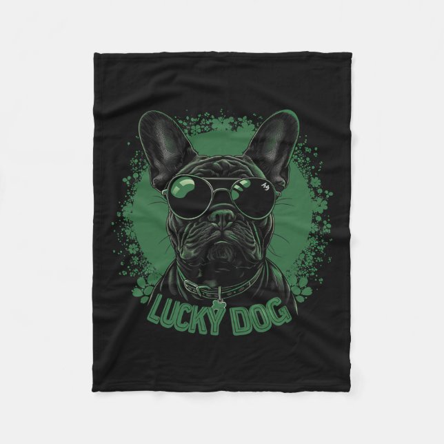 Manta Polar Perro Bulldog francés - San Patricio (Anverso)