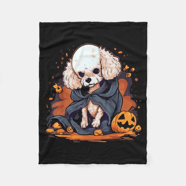 Manta Polar Perro Caniche Halloween (Anverso)