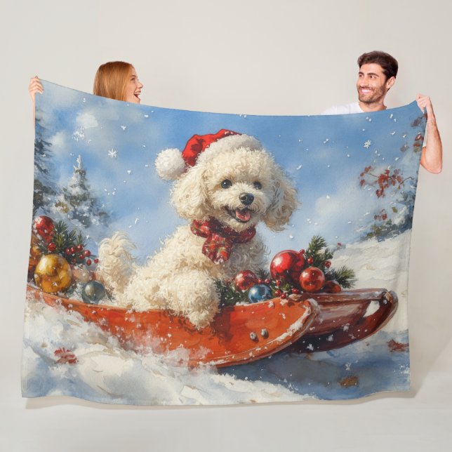 Manta Polar Perro canino en escabeche deja que nieve Navidades (In situ)