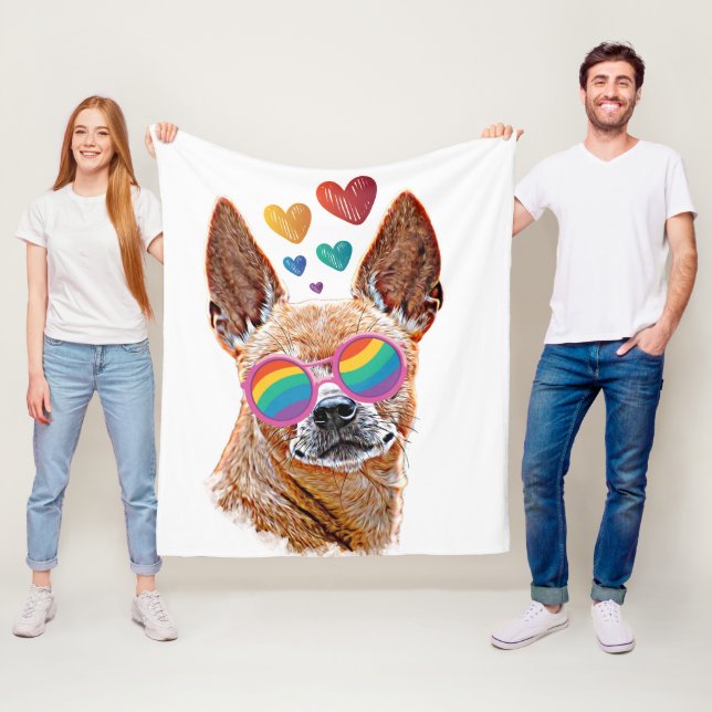 Manta Polar Perro chihuahua con El día de San Valentín cardíac (In situ)