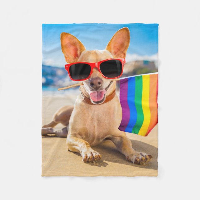 Manta Polar Perro Chihuahua en la playa (Anverso)