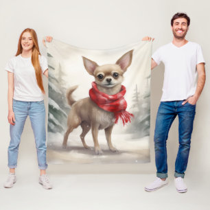 Manta Polar Perro Chihuahua en Navidad con nieve 
