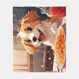 Manta Polar Perro comiendo espagueti