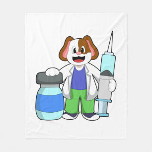 Manta Polar Perro como Médica con jeringas