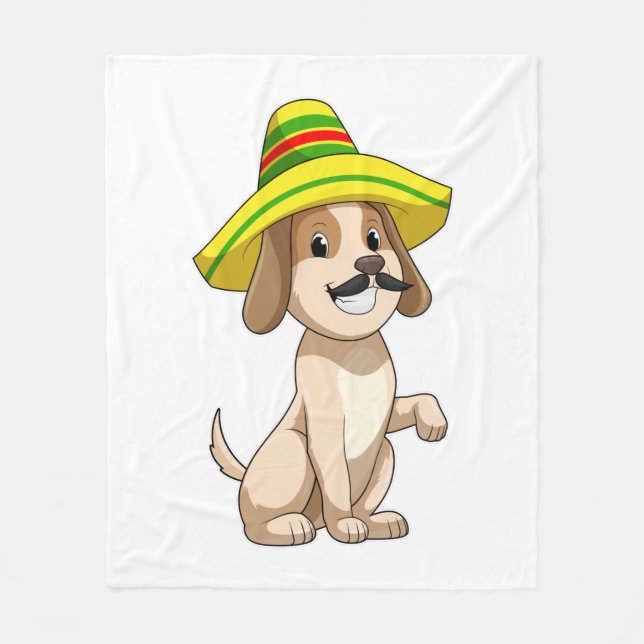 Manta Polar Perro como mexicano con sombrero de paja (Anverso)