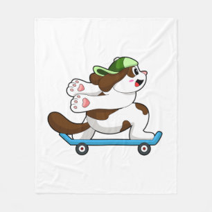 Manta Polar Perro como patinador con patineta
