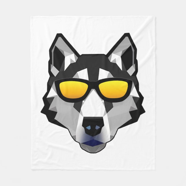 Manta Polar Perro con gafas de sol - Husky siberiano (Anverso)