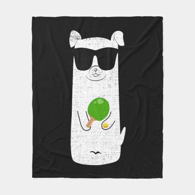 Manta Polar Perro con gafas de sol jugando mesa Tenis Diversió (Anverso)