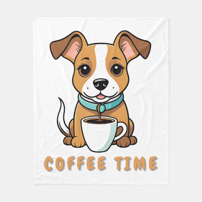 Manta Polar perro con una taza de café (Anverso)