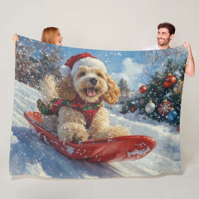 Manta Polar Perro coquetero español con manchas y Navidades de (In situ)