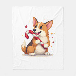 Manta Polar Perro Corgi Candy Cane Joy