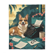 Perro Corgi con pelaje brillante y una máquina de
