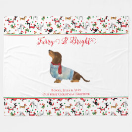 Manta Polar Perro Dachshund a través de la nieve Navidades Fur