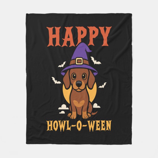 Manta Polar Perro Dachshund de Halloween (Anverso)