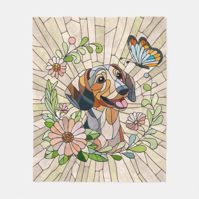 Manta Polar Perro Dachshund - mosaico doxie-colorido (Anverso)