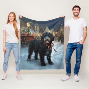 Manta Polar Perro de Agua Portugués Temporada Navideña