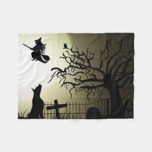 Manta Polar Perro de Brujas y Amortiguadores de Halloween