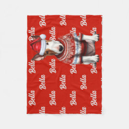 Manta Polar Perro de Bull Terrier con Navidades con nombre