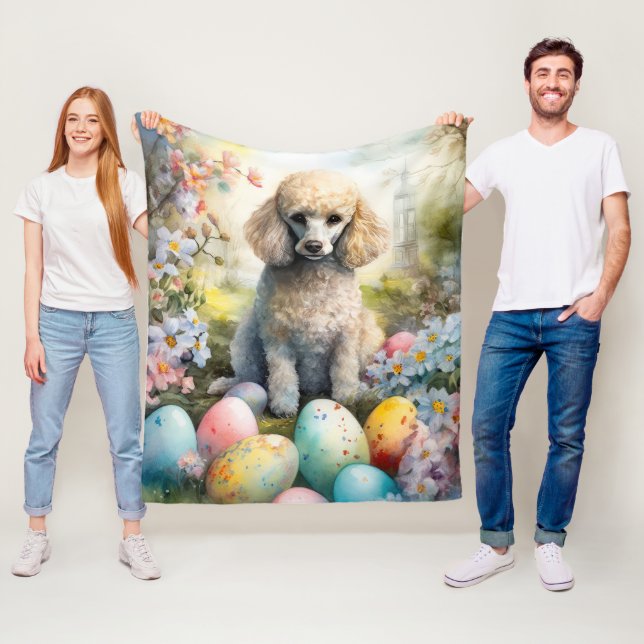 Manta Polar Perro de canapé con festividad de huevos de Pascua (In situ)