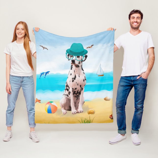 Manta Polar Perro de dalmación en la playa (In situ)