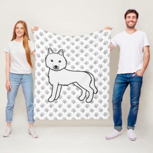 Manta Polar Perro de dibujos animados Husky Siberiano Blanco &