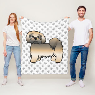 Manta Polar Perro de dibujos animados Lhasa Apso Sable Dorado