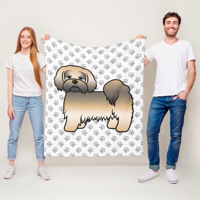 Manta Polar Perro de dibujos animados Lhasa Apso Sable Dorado  (In situ)