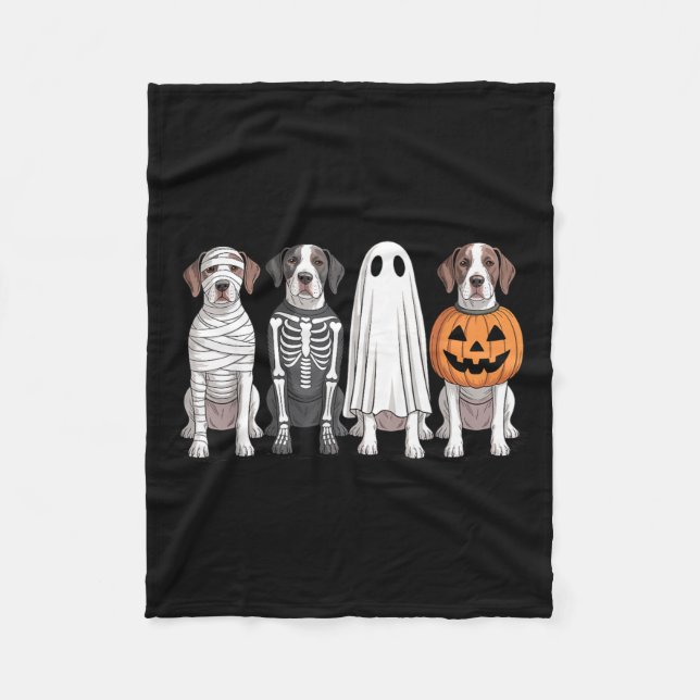 Manta Polar Perro de Halloween de Calabaza Pointer Inglés Fant (Anverso)