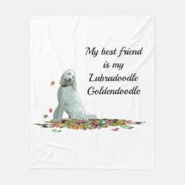 Manta Polar Perro de Labradoodle En Hojas Cita De Perro Fleece