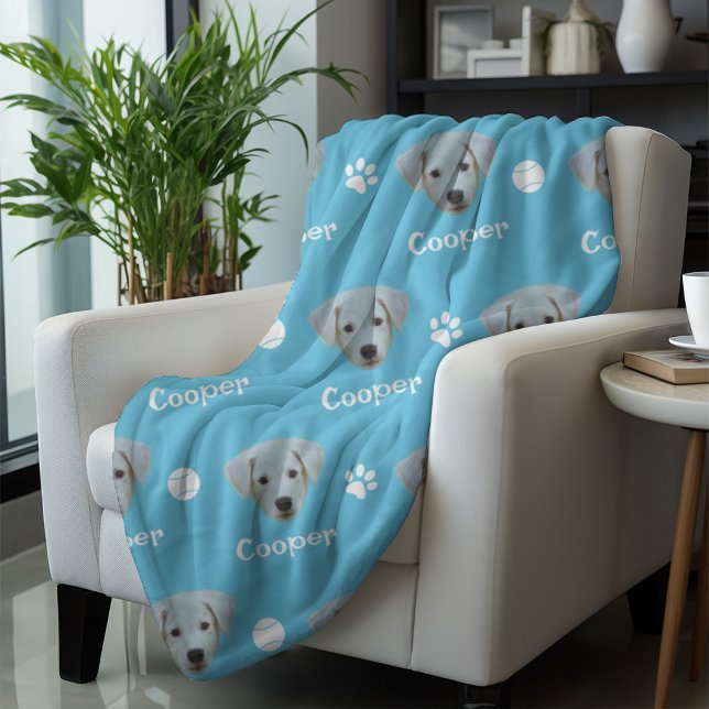Manta Polar Perro de Labrador, nombre personalizado azul cielo (Subido por el creador)