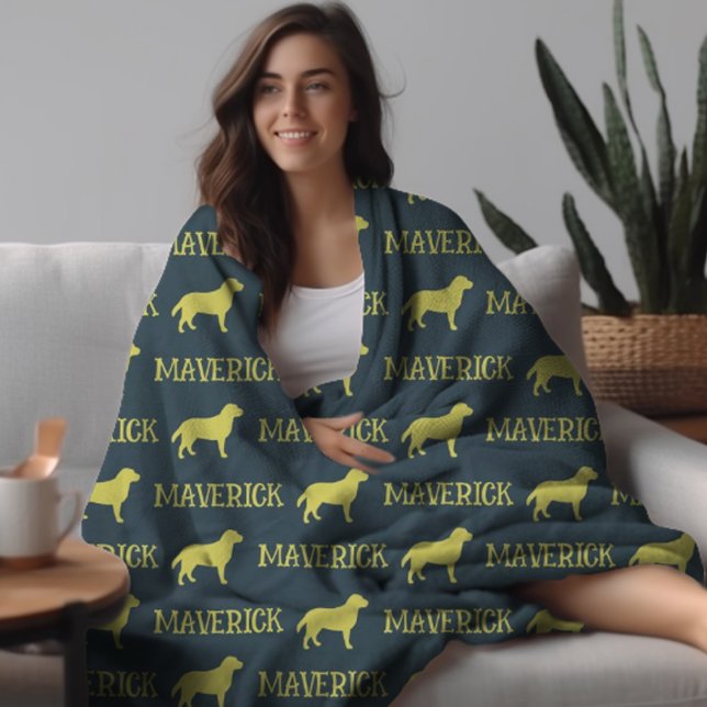 Manta Polar Perro de Labrador, nombre personalizado azul de ac (Subido por el creador)