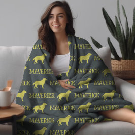 Manta Polar Perro de Labrador, nombre personalizado gris oscur