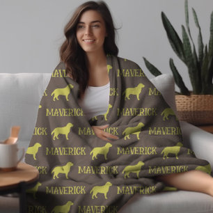 Manta Polar Perro de Labrador, nombre personalizado marrón rep