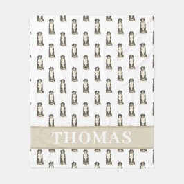 Manta Polar Perro de montaña Bernés personalizado rosa y blanc