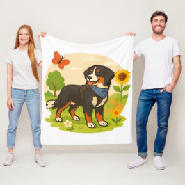 Manta Polar Perro de montaña de Berna lindo con girasol y mant
